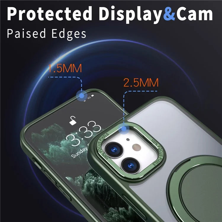 For iPhone 11 Magnetic Phone Case Invisible Gear Ring Holder Kickstand