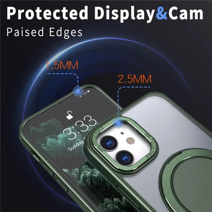 For iPhone 11 Magnetic Phone Case Invisible Gear Ring Holder Kickstand