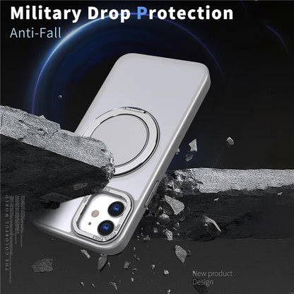 For iPhone 11 Magnetic Phone Case Invisible Gear Ring Holder Kickstand