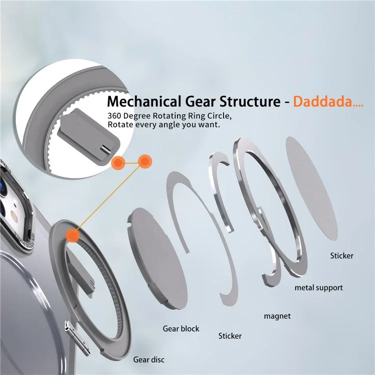For iPhone 11 Magnetic Phone Case Invisible Gear Ring Holder Kickstand