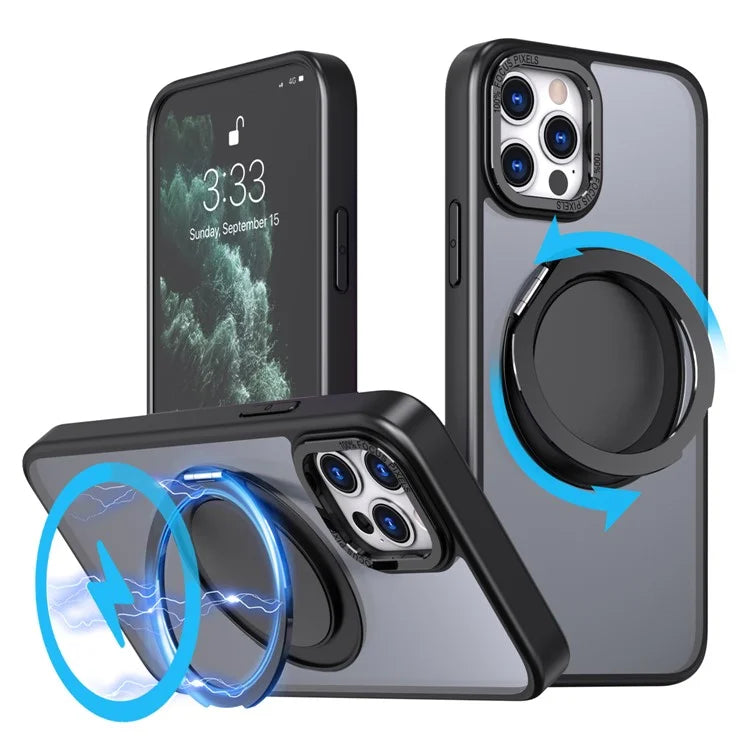 For iPhone 11 Pro Max Magnetic Case Compatible with MagSafe Rotary Kickstand