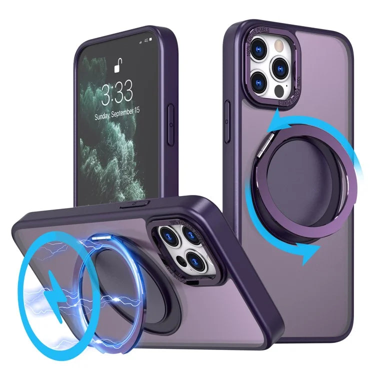 For iPhone 11 Pro Max Magnetic Case Compatible with MagSafe Rotary Kickstand
