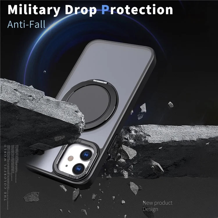 For iPhone 12 / 12 Pro Magnetic Case Rotary Ring Kickstand Phone Cover