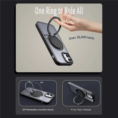 For iPhone 12 / 12 Pro Magnetic Case Rotary Ring Kickstand Phone Cover