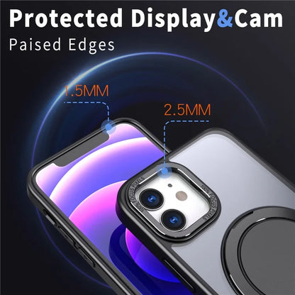 For iPhone 12 / 12 Pro Magnetic Case Rotary Ring Kickstand Phone Cover