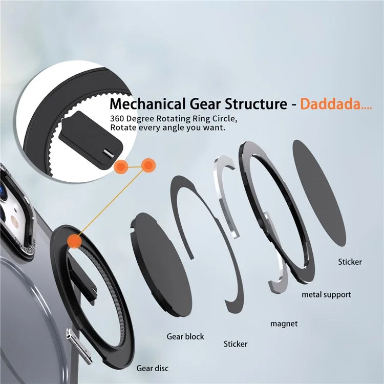 For iPhone 12 / 12 Pro Magnetic Case Rotary Ring Kickstand Phone Cover