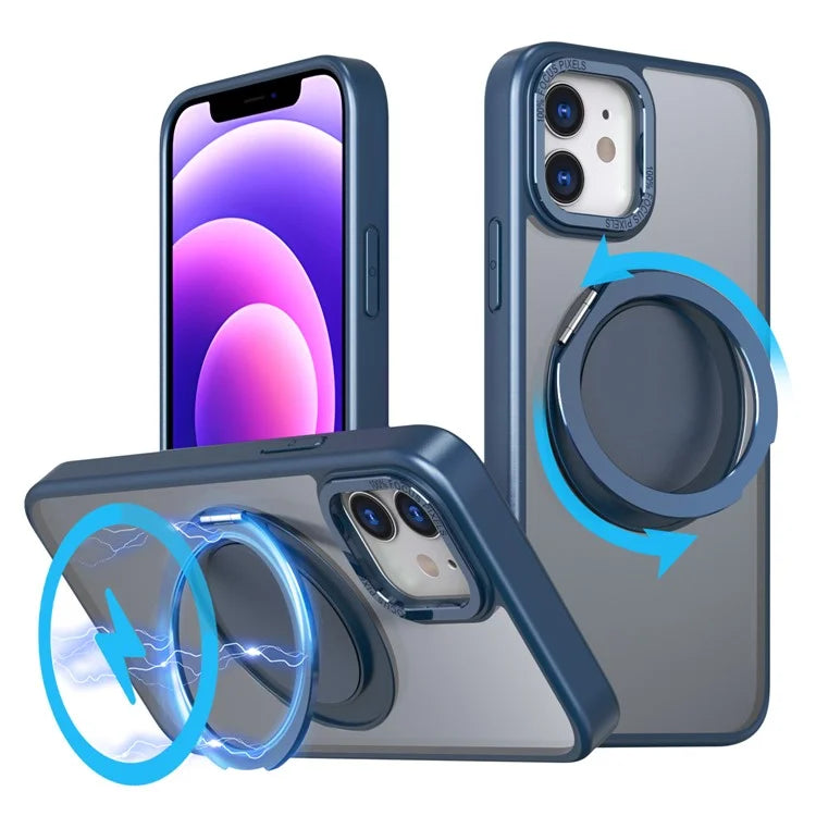 For iPhone 12 / 12 Pro Magnetic Case Rotary Ring Kickstand Phone Cover