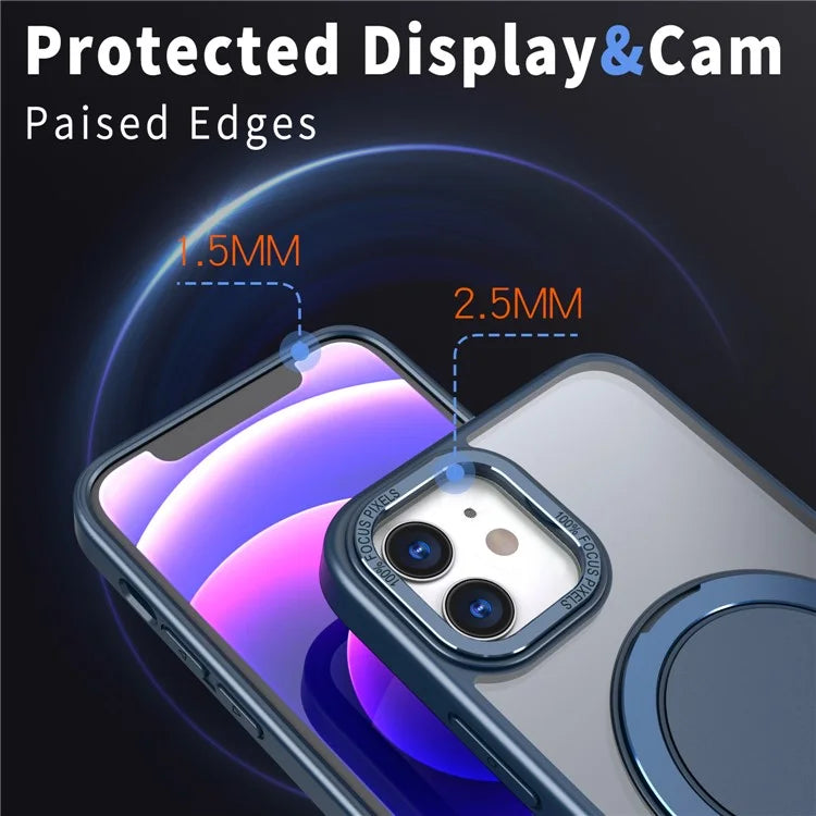 For iPhone 12 / 12 Pro Magnetic Case Rotary Ring Kickstand Phone Cover