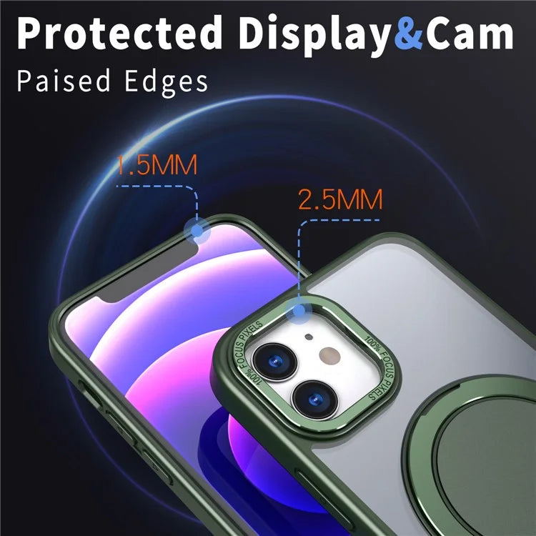 For iPhone 12 / 12 Pro Magnetic Case Rotary Ring Kickstand Phone Cover