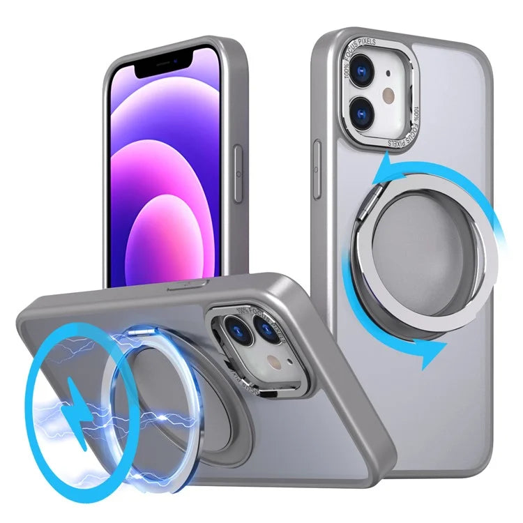 For iPhone 12 / 12 Pro Magnetic Case Rotary Ring Kickstand Phone Cover