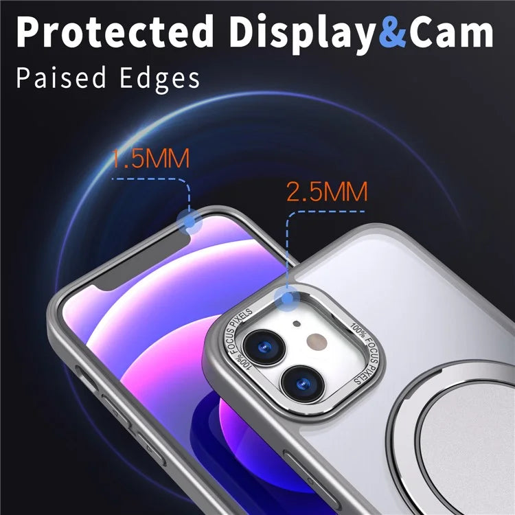 For iPhone 12 / 12 Pro Magnetic Case Rotary Ring Kickstand Phone Cover