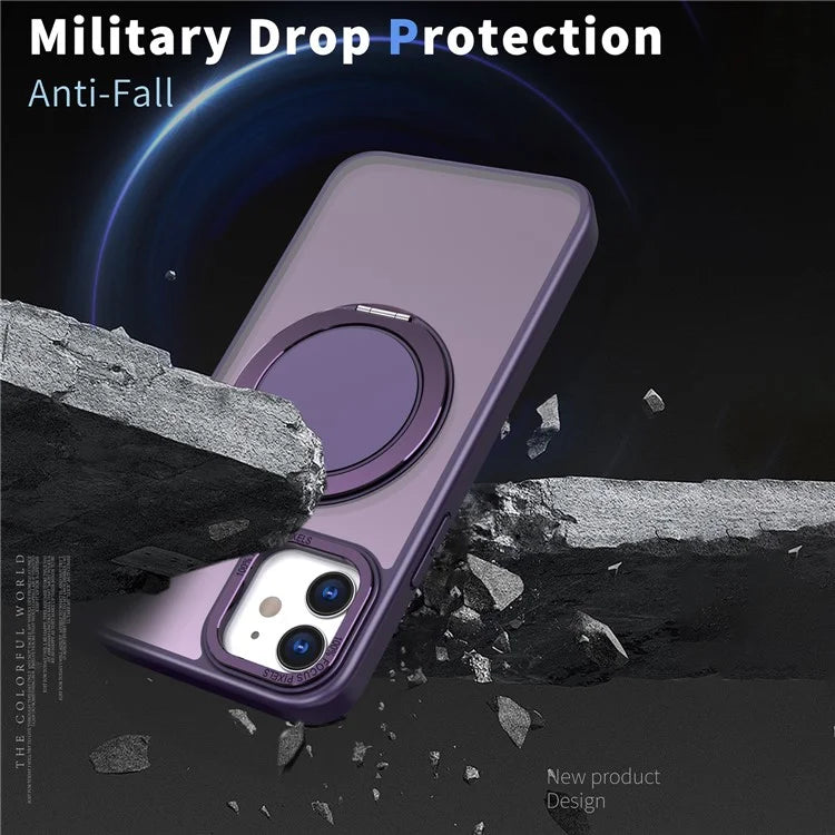 For iPhone 12 / 12 Pro Magnetic Case Rotary Ring Kickstand Phone Cover