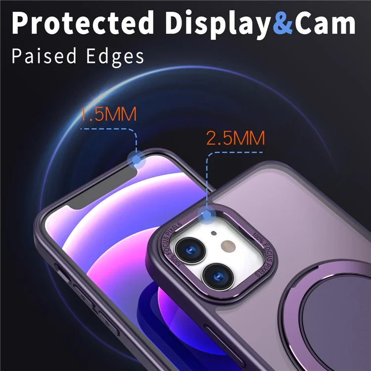 For iPhone 12 / 12 Pro Magnetic Case Rotary Ring Kickstand Phone Cover