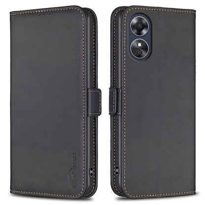 BINFEN COLOR BF31 For Oppo A17 4G Wallet Case Card Holder Folio PU Leather Phone Cover
