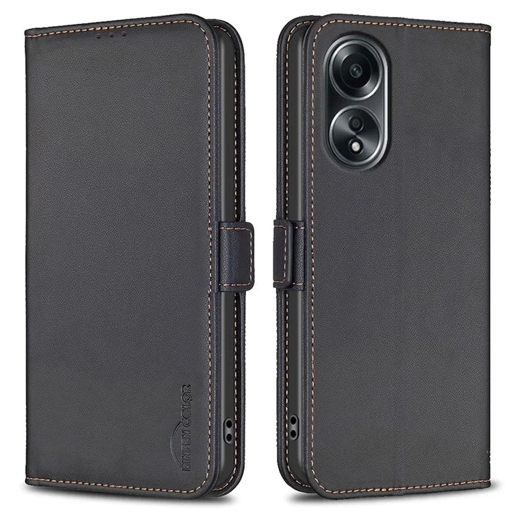 BINFEN COLOR BF31 For Oppo A58 4G PU Leather Stand Card Slots Case Double Magnetic Clasp