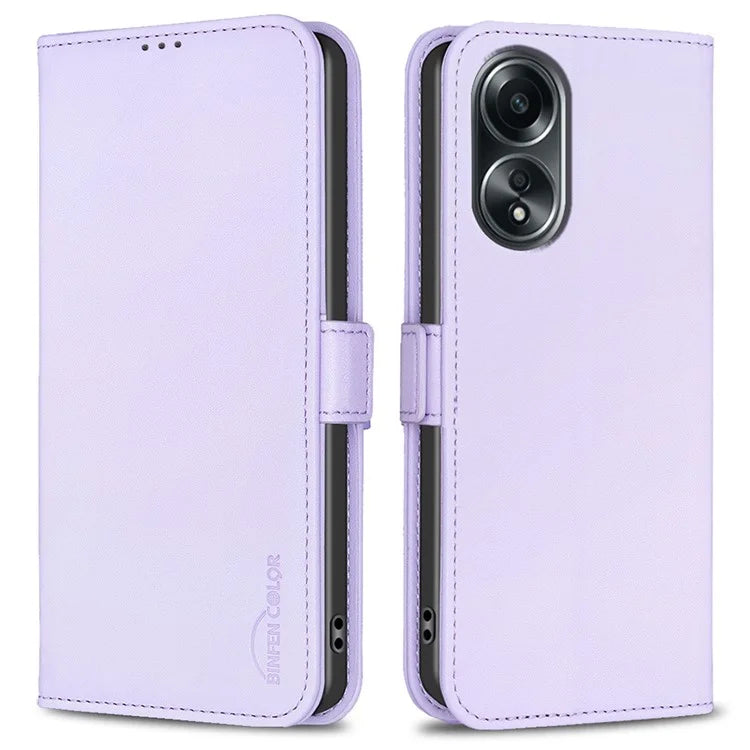 BINFEN COLOR BF31 For Oppo A58 4G PU Leather Stand Card Slots Case Double Magnetic Clasp