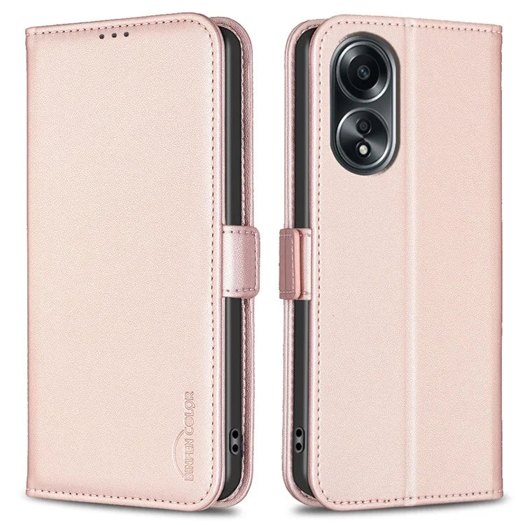 BINFEN COLOR BF31 For Oppo A58 4G PU Leather Stand Card Slots Case Double Magnetic Clasp