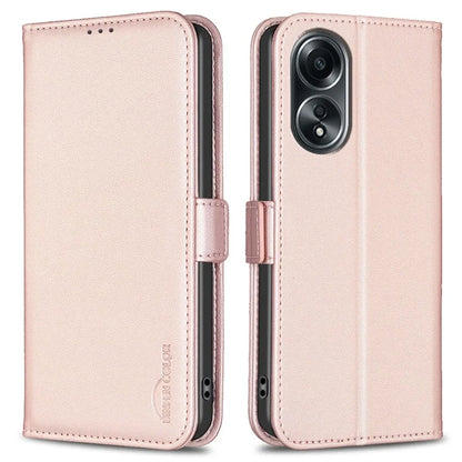 BINFEN COLOR BF31 For Oppo A58 4G PU Leather Stand Card Slots Case Double Magnetic Clasp