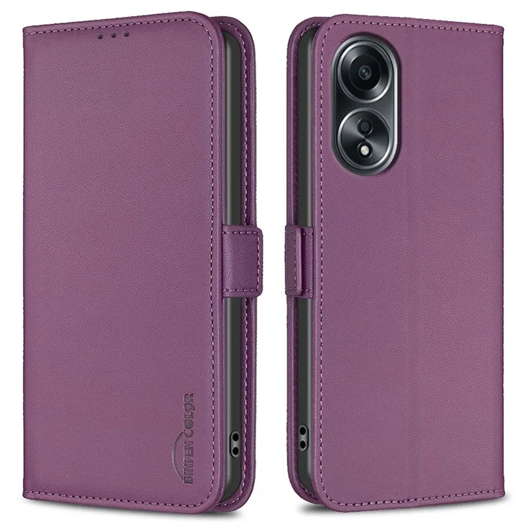 BINFEN COLOR BF31 For Oppo A58 4G PU Leather Stand Card Slots Case Double Magnetic Clasp