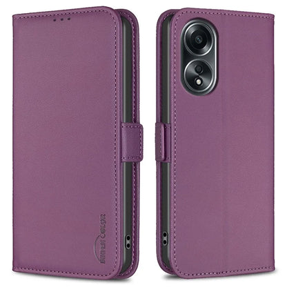 BINFEN COLOR BF31 For Oppo A58 4G PU Leather Stand Card Slots Case Double Magnetic Clasp