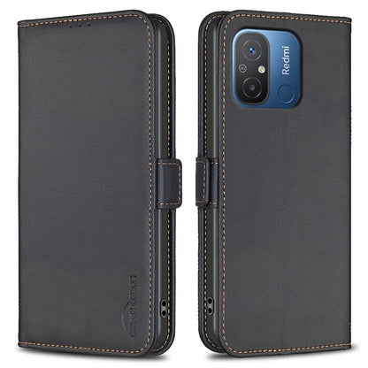 BINFEN COLOR BF31 For Xiaomi Redmi 12C 4G Leather Case Wallet Magnetic Clasp Cover
