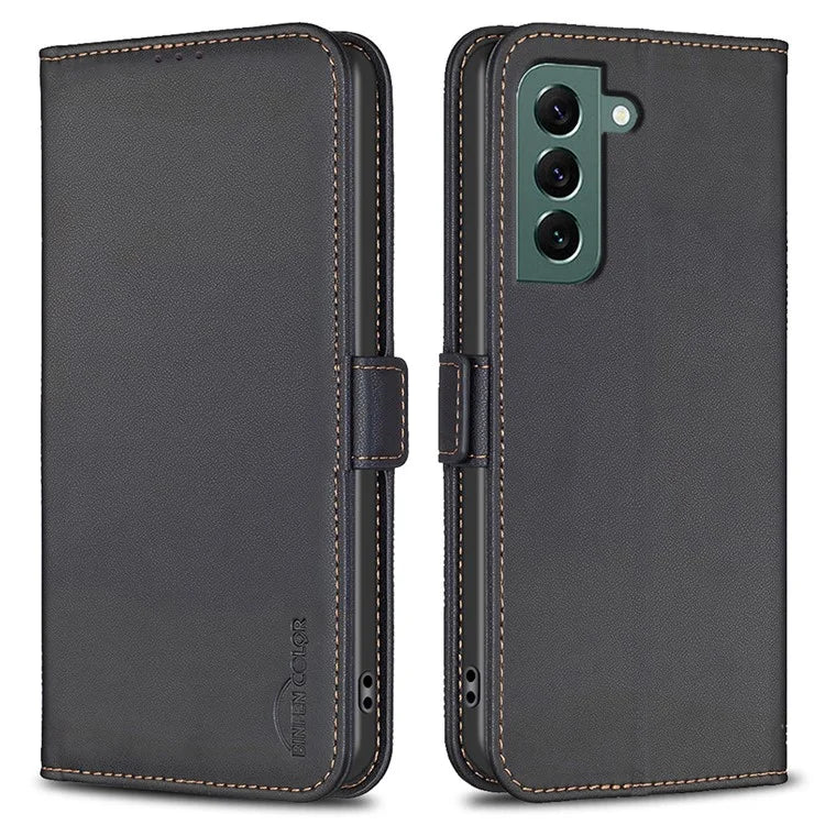 BINFEN COLOR BF31 For Samsung Galaxy S22 5G Case PU Leather+TPU Wallet Smart Phone Cover