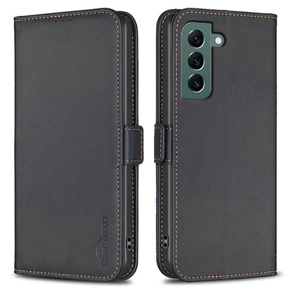 BINFEN COLOR BF31 For Samsung Galaxy S22 5G Case PU Leather+TPU Wallet Smart Phone Cover
