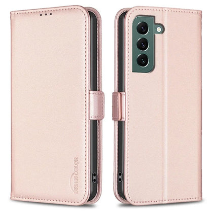 BINFEN COLOR BF31 For Samsung Galaxy S22 5G Case PU Leather+TPU Wallet Smart Phone Cover