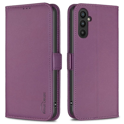 BINFEN COLOR BF31 For Samsung Galaxy A24 4G (162.1 x 77.6 x 8.3mm) Cell Phone Case PU Leather Stand Card Slots Cover