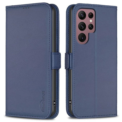BINFEN COLOR BF31 For Samsung Galaxy S22 Ultra 5G Magnetic Case PU Leather Folio Stand Phone Cover