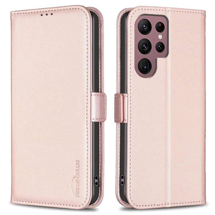BINFEN COLOR BF31 For Samsung Galaxy S22 Ultra 5G Magnetic Case PU Leather Folio Stand Phone Cover