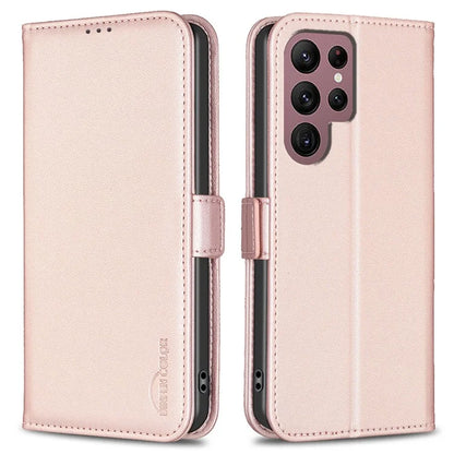BINFEN COLOR BF31 For Samsung Galaxy S22 Ultra 5G Magnetic Case PU Leather Folio Stand Phone Cover