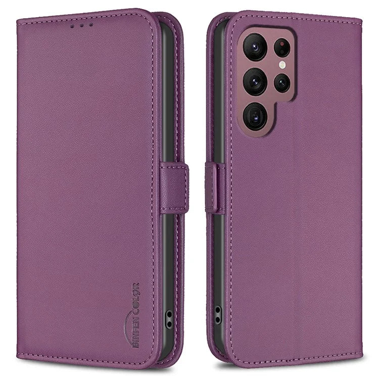 BINFEN COLOR BF31 For Samsung Galaxy S22 Ultra 5G Magnetic Case PU Leather Folio Stand Phone Cover