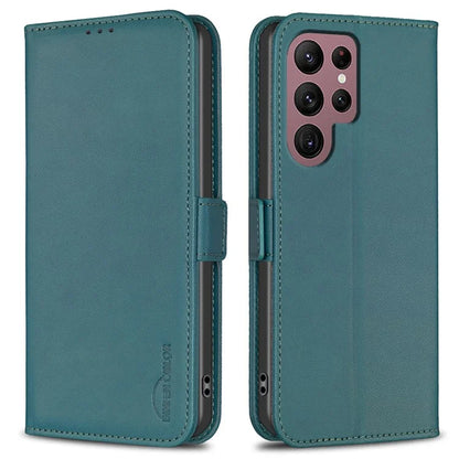 BINFEN COLOR BF31 For Samsung Galaxy S22 Ultra 5G Magnetic Case PU Leather Folio Stand Phone Cover