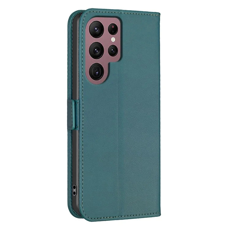 BINFEN COLOR BF31 For Samsung Galaxy S22 Ultra 5G Magnetic Case PU Leather Folio Stand Phone Cover