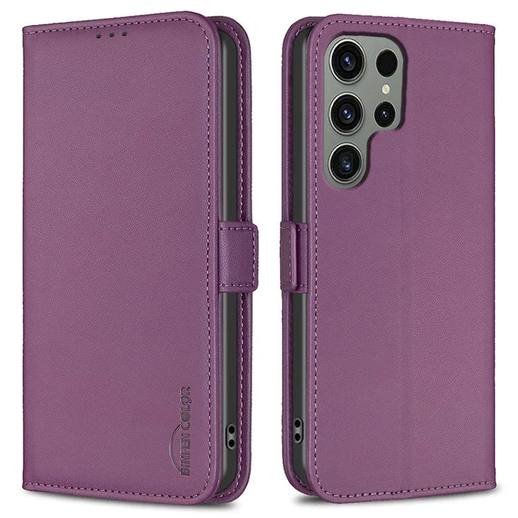 BINFEN COLOR BF31 For Samsung Galaxy S24 Ultra Case PU Leather Wallet Card Holder Protective Cover
