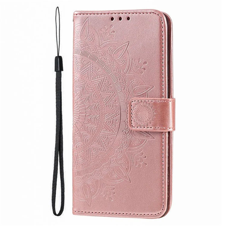 For Xiaomi Redmi K70 5G / K70 Pro 5G Cell Phone Case Mandala Flower Imprinted Leather Cover Gold