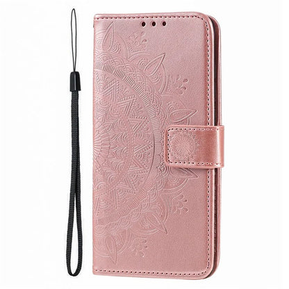For Xiaomi Redmi K70 5G / K70 Pro 5G Cell Phone Case Mandala Flower Imprinted Leather Cover Gold