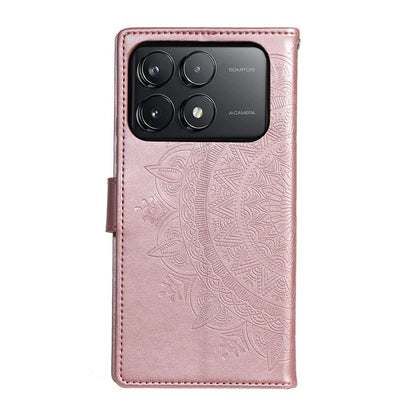 For Xiaomi Redmi K70 5G / K70 Pro 5G Cell Phone Case Mandala Flower Imprinted Leather Cover Gold