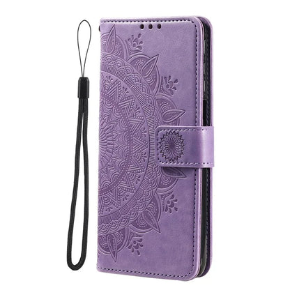 For Xiaomi Redmi K70E 5G / Poco X6 Pro 5G Case PU Leather+TPU Mandala Flower Imprinted Cover with Wrist Strap