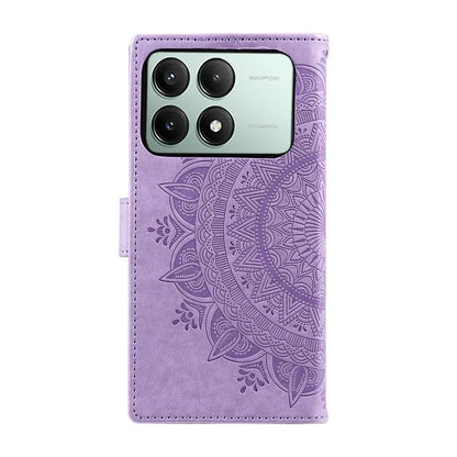 For Xiaomi Redmi K70E 5G / Poco X6 Pro 5G Case PU Leather+TPU Mandala Flower Imprinted Cover with Wrist Strap