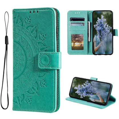 For Xiaomi Redmi K70E 5G / Poco X6 Pro 5G Case PU Leather+TPU Mandala Flower Imprinted Cover with Wrist Strap