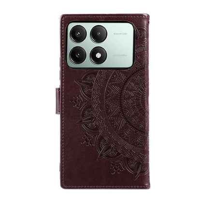 For Xiaomi Redmi K70E 5G / Poco X6 Pro 5G Case PU Leather+TPU Mandala Flower Imprinted Cover with Wrist Strap