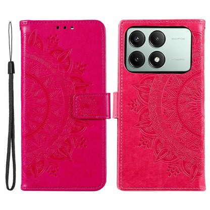 For Xiaomi Redmi K70E 5G / Poco X6 Pro 5G Case PU Leather+TPU Mandala Flower Imprinted Cover with Wrist Strap