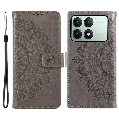 For Xiaomi Redmi K70E 5G / Poco X6 Pro 5G Case PU Leather+TPU Mandala Flower Imprinted Cover with Wrist Strap