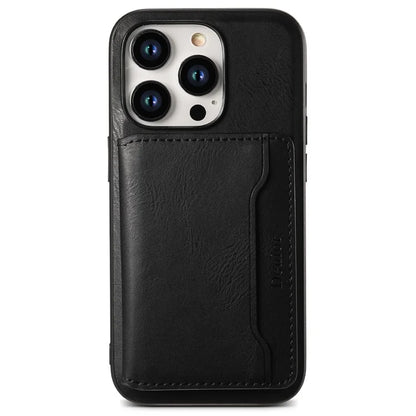 DENIOR For iPhone 15 Pro Magnetic Phone Case Kickstand Cover Detachable Card Bag