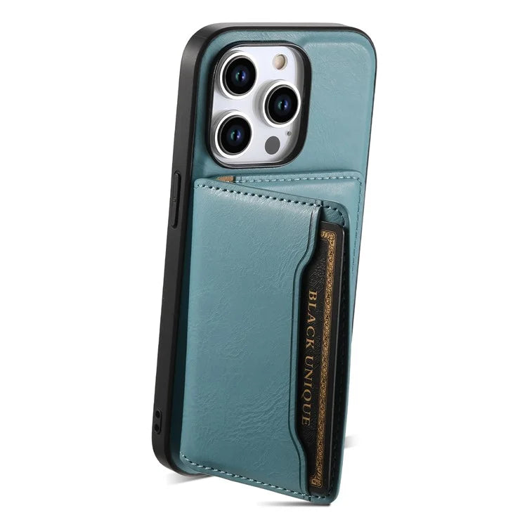 DENIOR For iPhone 15 Pro Magnetic Phone Case Kickstand Cover Detachable Card Bag