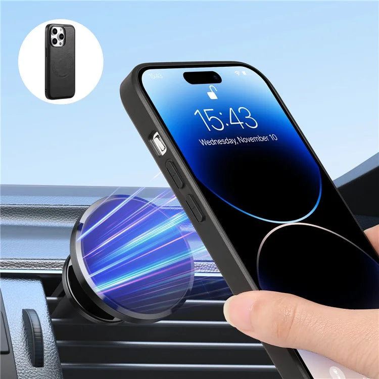 DENIOR For iPhone 15 Pro Max Phone Cover Compatible with MagSafe Detachable Card Case Kickstand