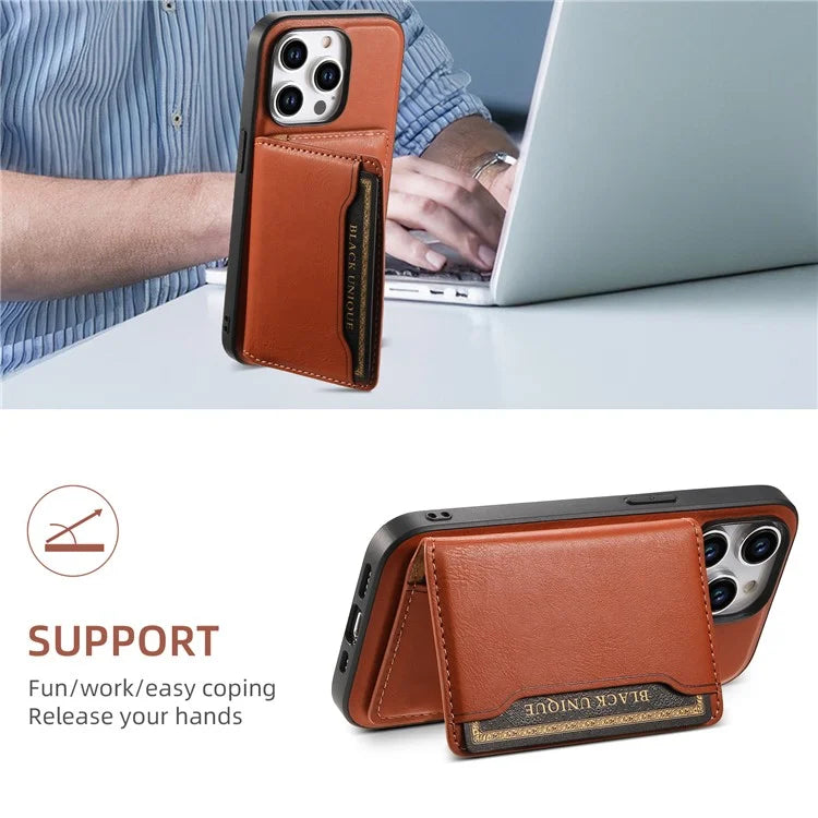 DENIOR For iPhone 15 Pro Max Phone Cover Compatible with MagSafe Detachable Card Case Kickstand