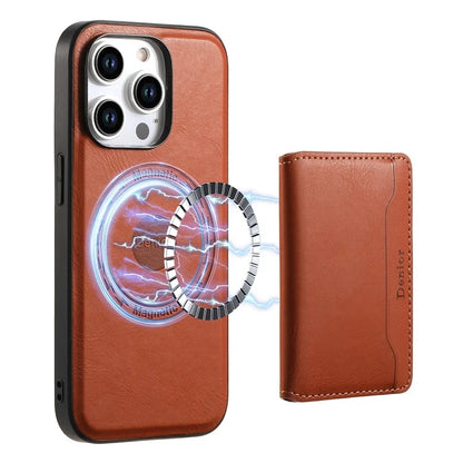DENIOR For iPhone 15 Pro Max Phone Cover Compatible with MagSafe Detachable Card Case Kickstand
